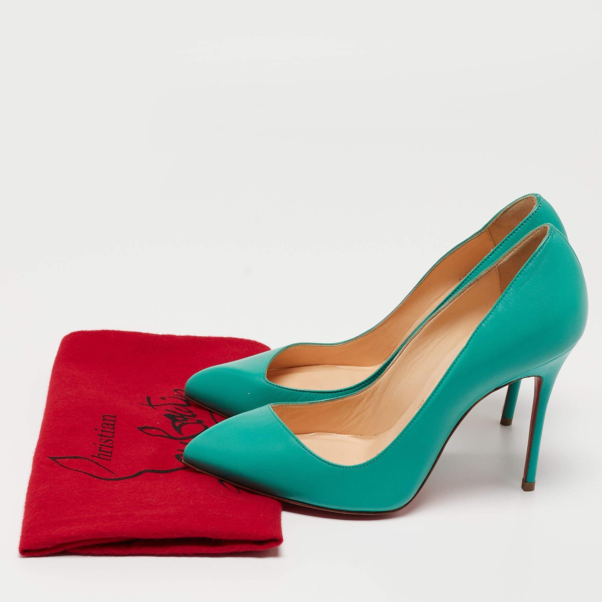 Christian Louboutin Green Leather Corneille Pumps Size 35 3