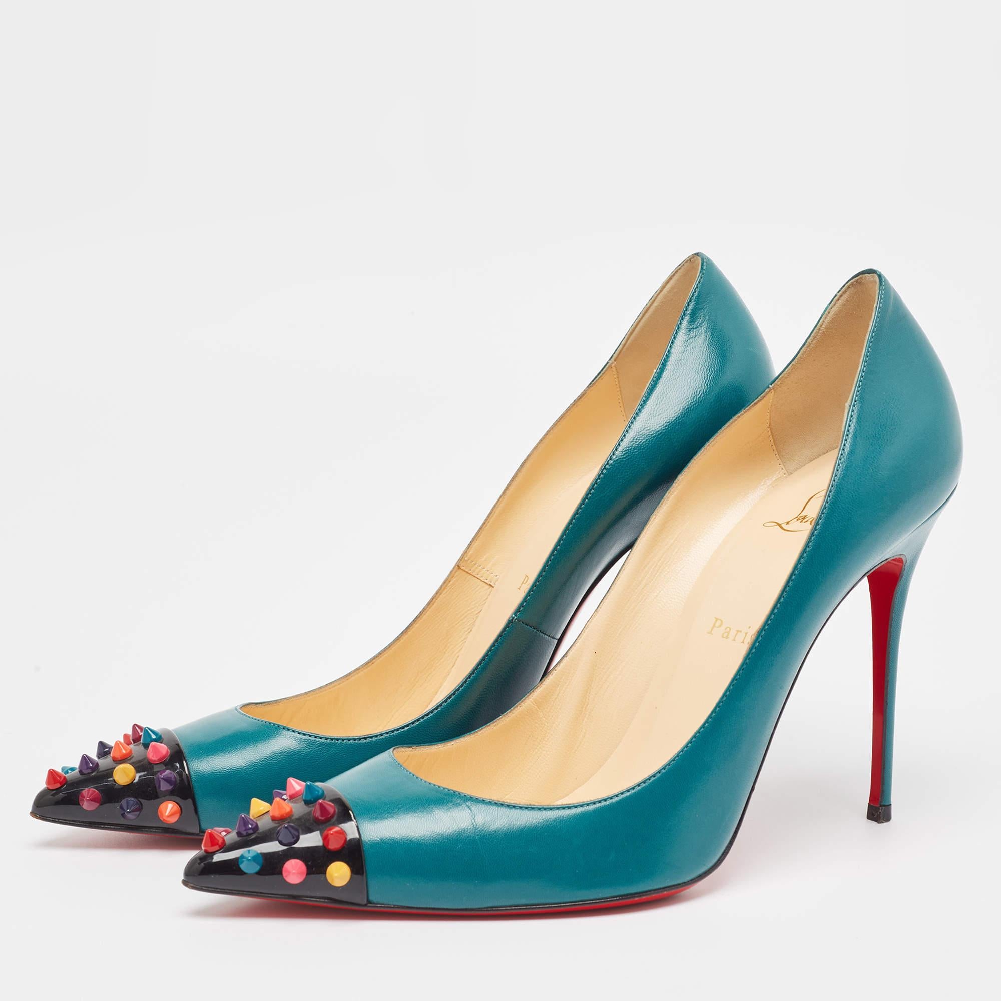 Christian Louboutin Green Leather Geo Pumps Size 41 3