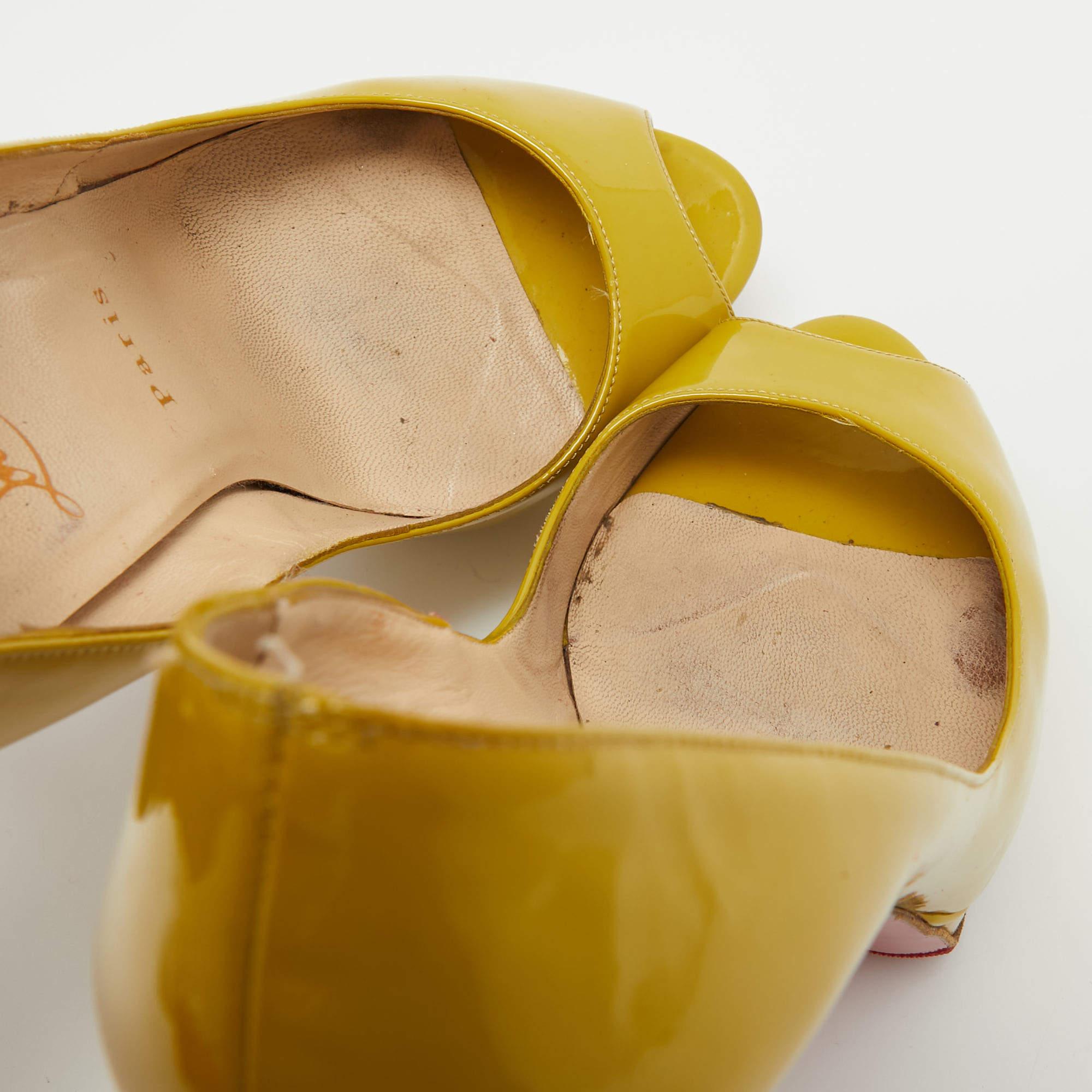 Christian Louboutin Green Patent Lady Peep Pumps Size 38 5