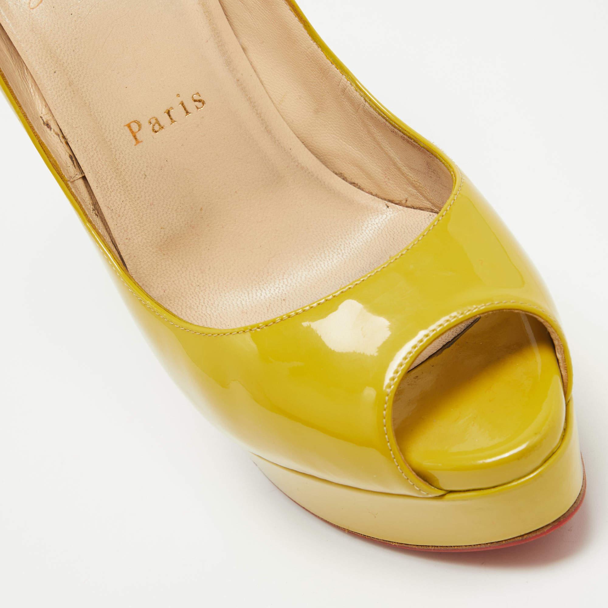 Christian Louboutin Green Patent Lady Peep Pumps Size 38 2