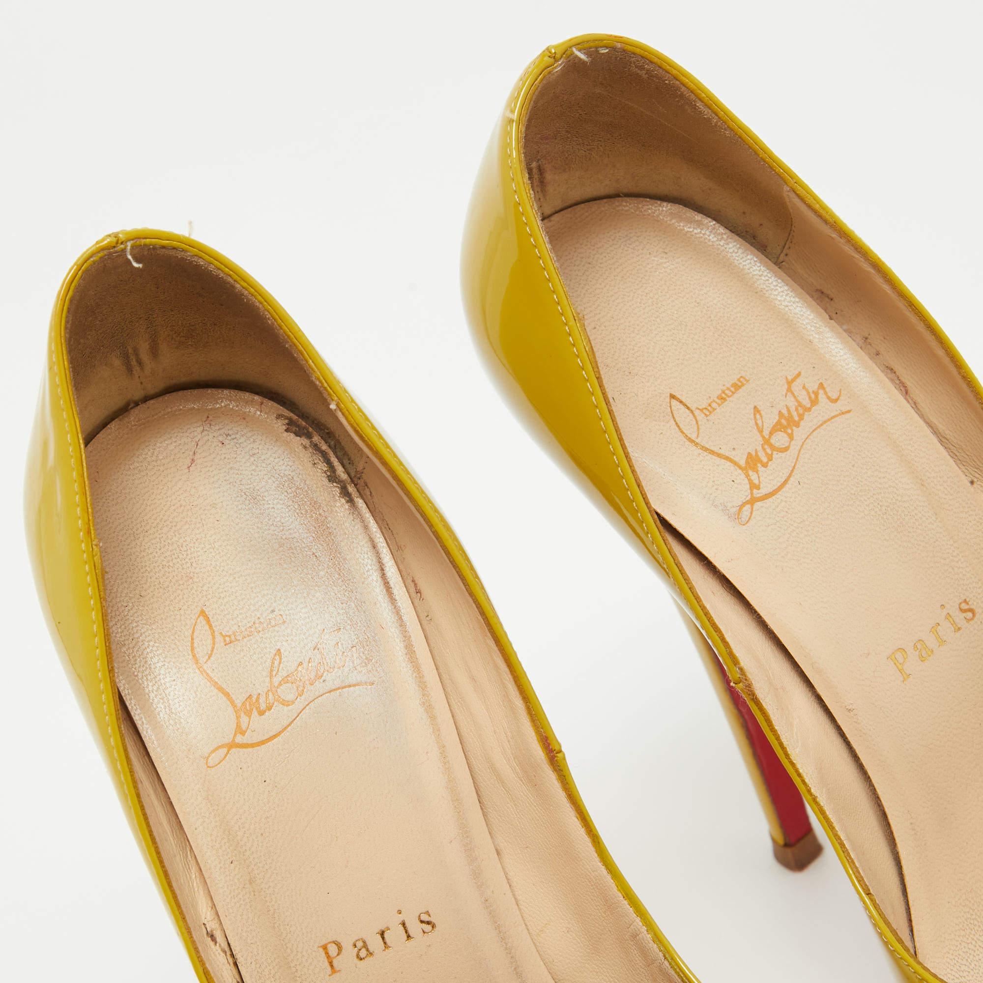 Christian Louboutin Green Patent Lady Peep Pumps Size 38 3