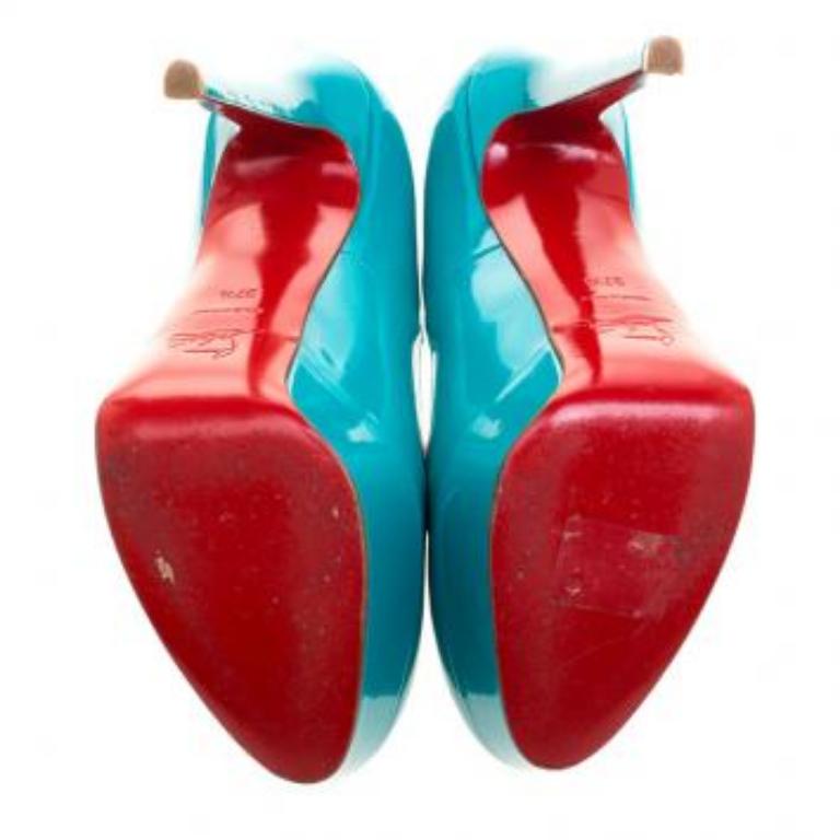 Christian Louboutin escarpins Bianca à plateforme en cuir verni vert, taille 37.5 en vente 1