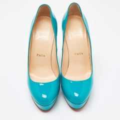 Christian Louboutin Green Patent Leather Bianca Platform Pumps Size 38