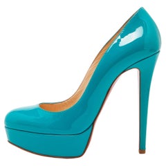 Christian Louboutin Green Patent Leather Bianca Platform Pumps Size 38
