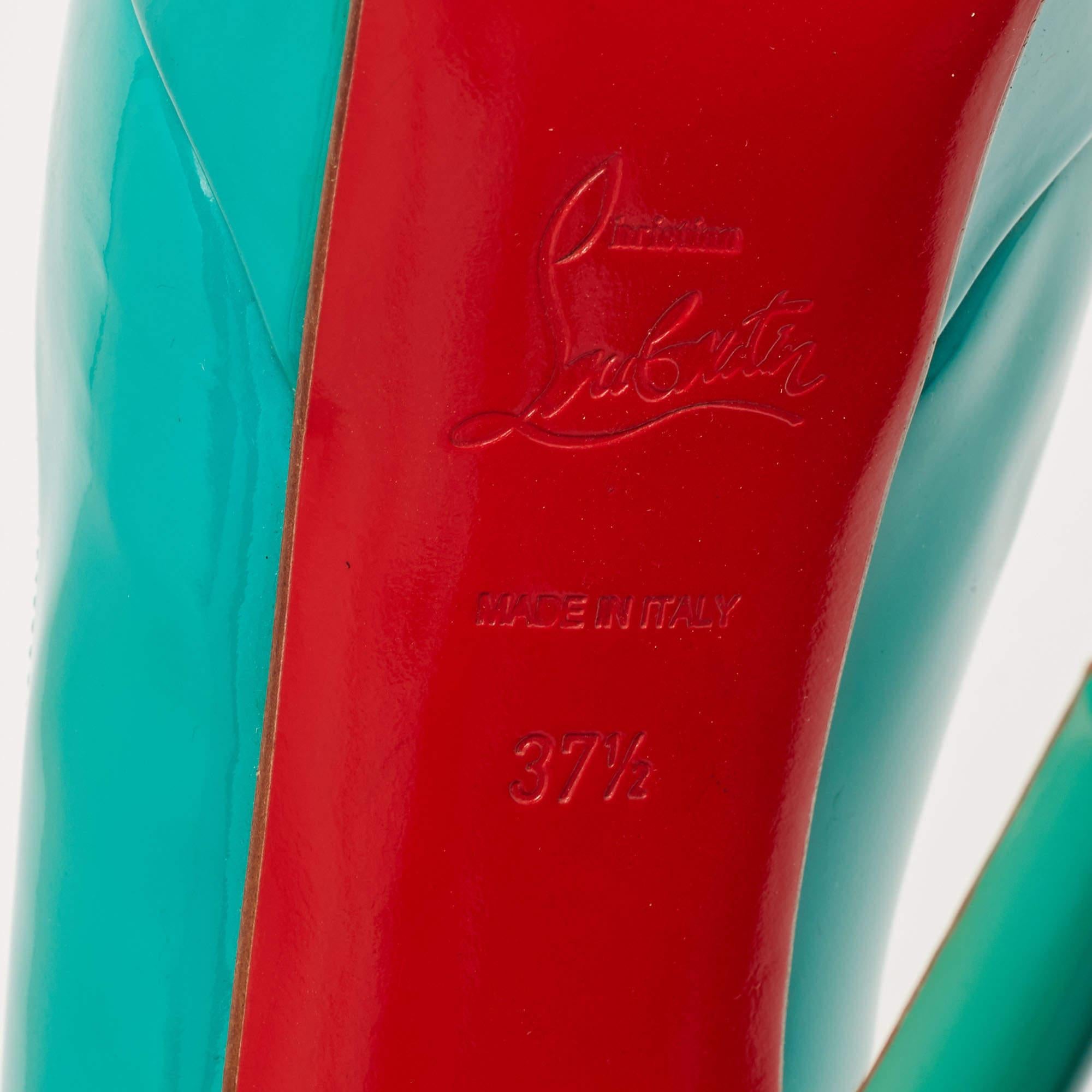 Christian Louboutin Green Patent Leather Bianca Pumps Size 37.5 For Sale 4