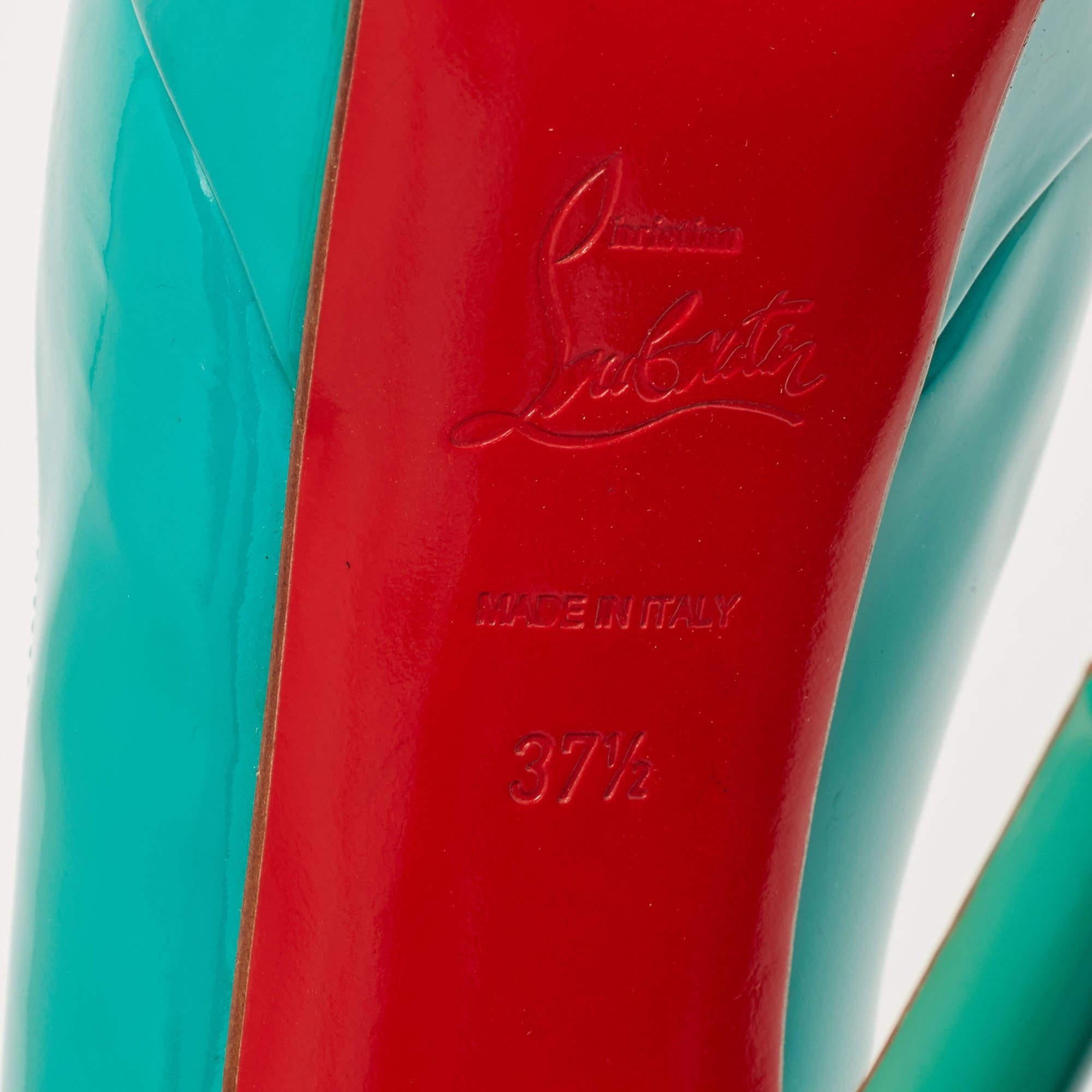 Christian Louboutin Green Patent Leather Bianca Pumps Size 37.5 4