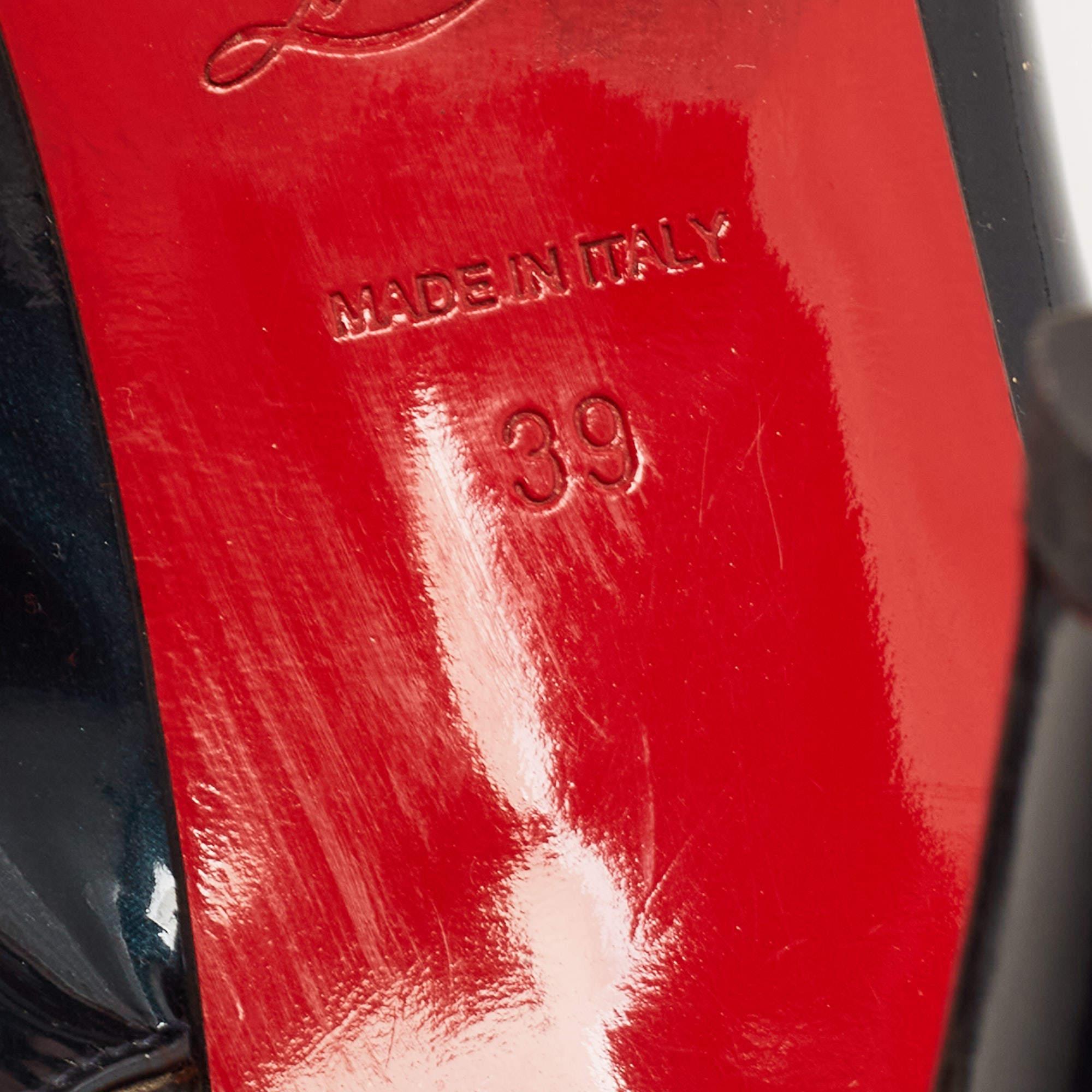 Christian Louboutin Green Patent Leather Private Number Peep Toe Slingback Sanda 2