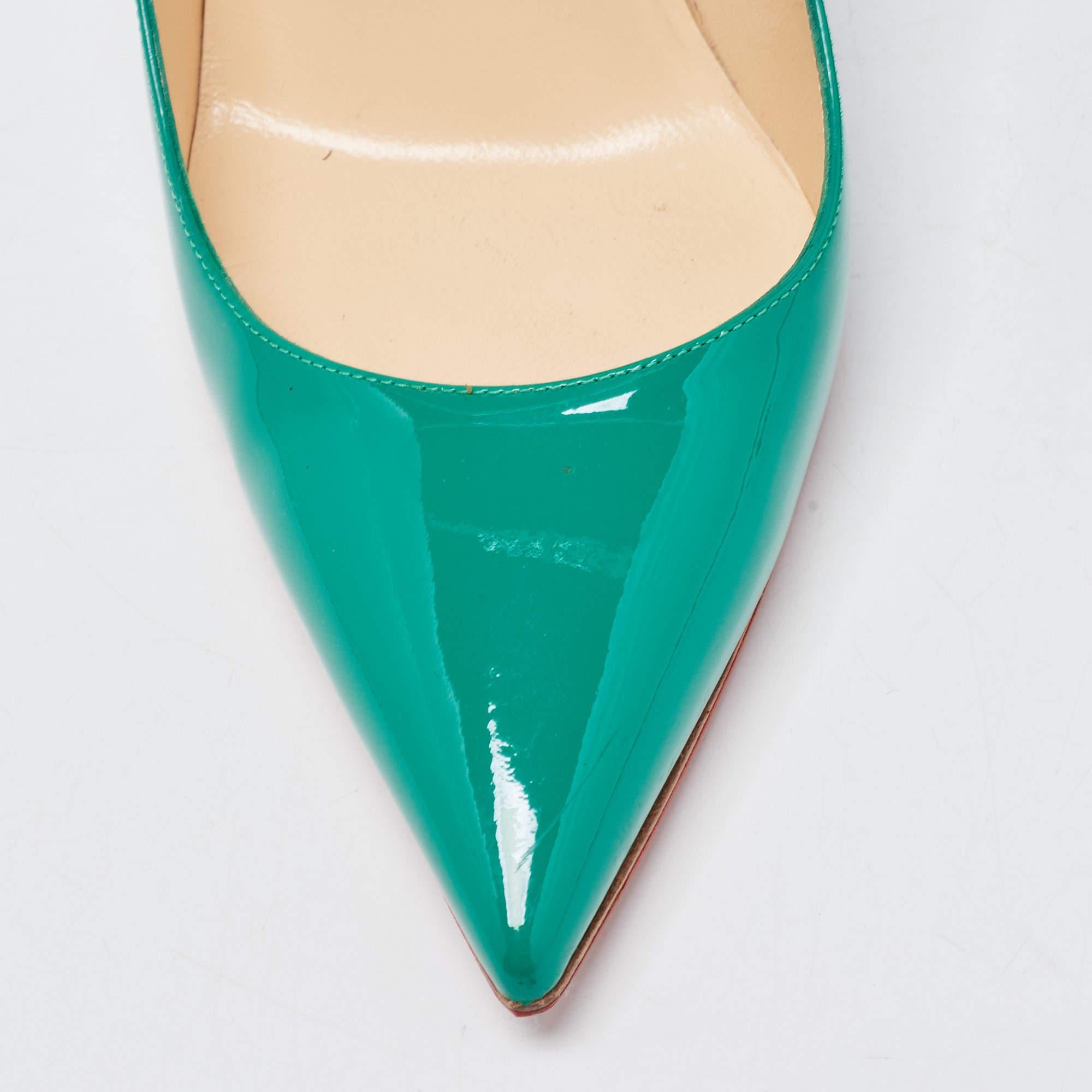Christian Louboutin Green Patent Leather So Kate Pointed Toe Pumps Size 40 4