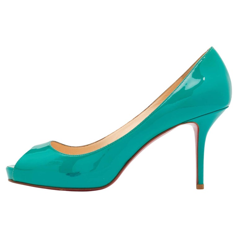 Christian Louboutin Green Patent Leather Very Prive Platform Pumps Size