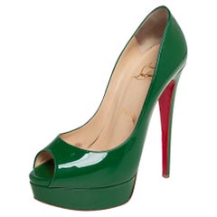 Christian Louboutin Green Patent Leather Very Prive Pumps Size 37.5