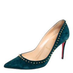 Christian Louboutin Green Suede Anjalina Pumps Size 36