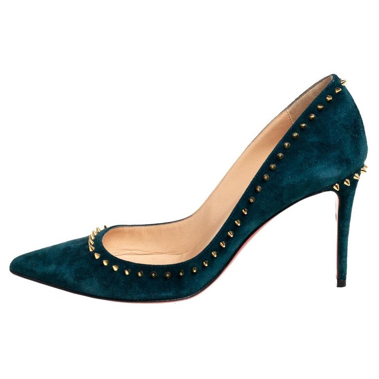 Christian Louboutin Green Suede Anjalina Pumps Size 36 at 1stDibs