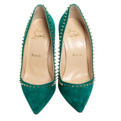 Christian Louboutin Green Suede Anjalina Pumps Size 36.5