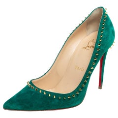 Christian Louboutin Green Suede Anjalina Pumps Size 36.5