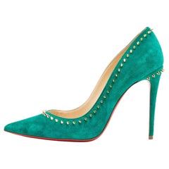 Christian Louboutin Green Suede Anjalina Pumps Size 37.5