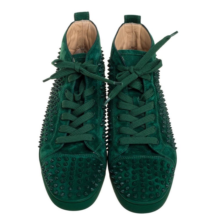 Christian Louboutin Louis Spikes Suede Sneaker in Green for Men