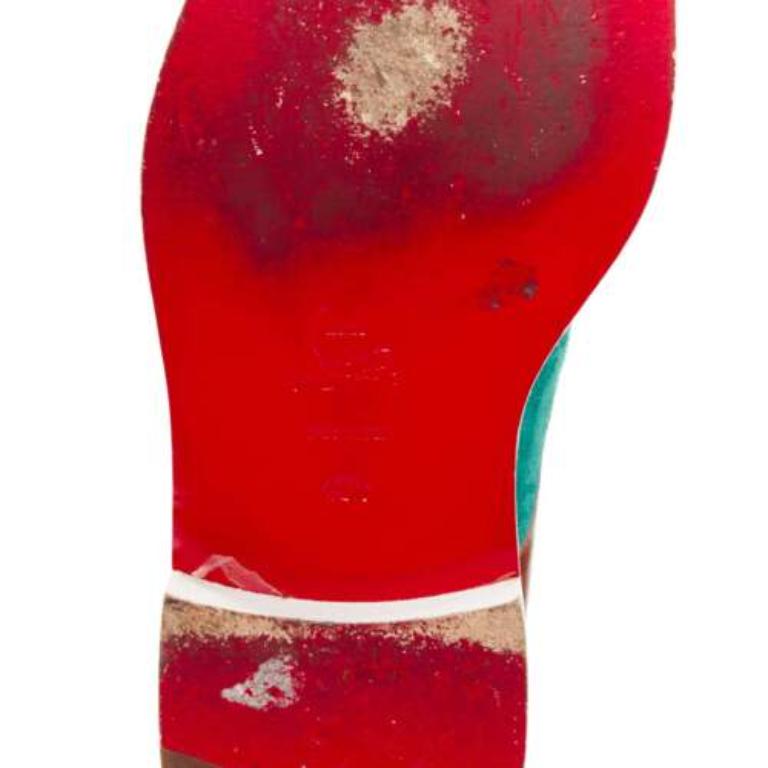 CHRISTIAN LOUBOUTIN camoscio verde con profili neon marrone brogue EU42.5 in vendita 3