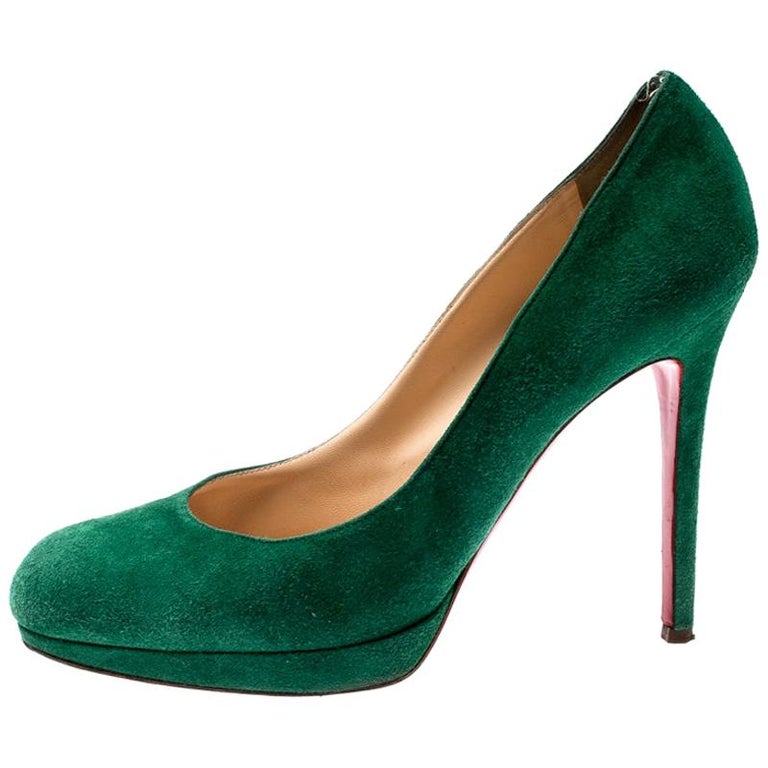 Christian Louboutin Green Suede New Simple Platform Pumps Size 39 For ...