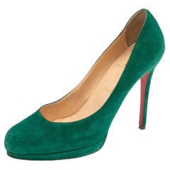 Christian Louboutin Green Suede New Simple Platform Pumps Size 39.5