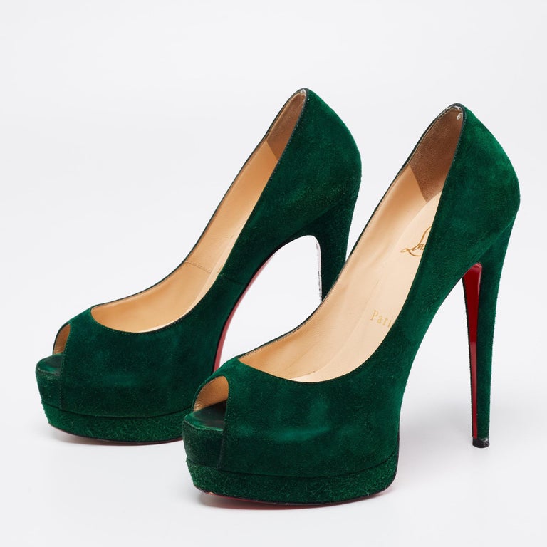 Christian Louboutin Green Suede Palais Royal Pumps Size 36 For Sale at