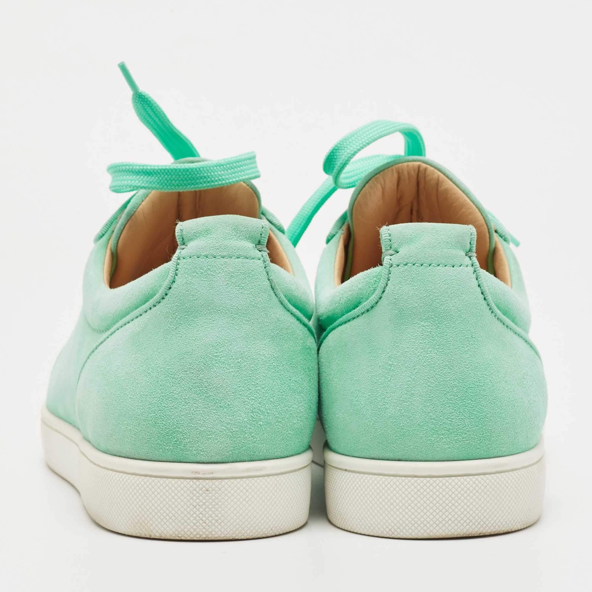 Green Christian Louboutin green Suede Rantulow Low Top Sneakers For Sale