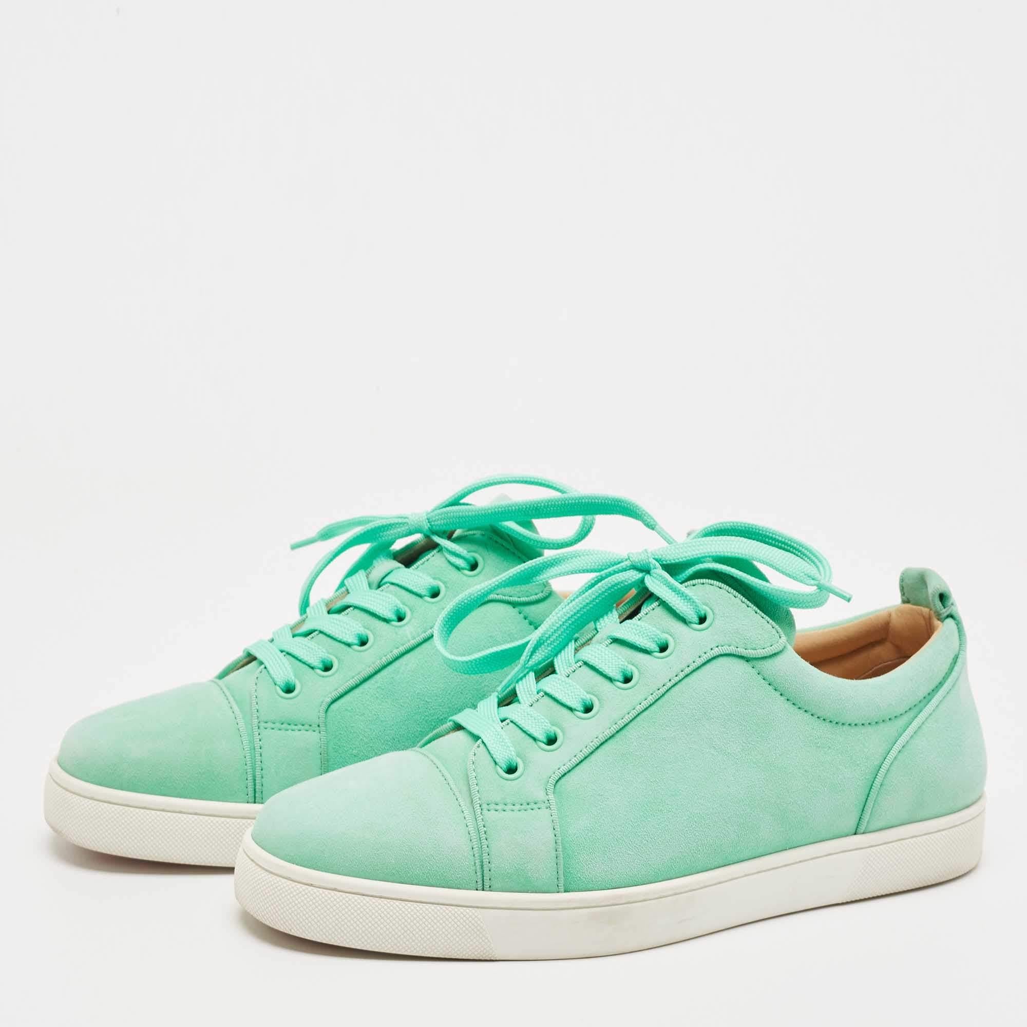 Men's Christian Louboutin green Suede Rantulow Low Top Sneakers For Sale