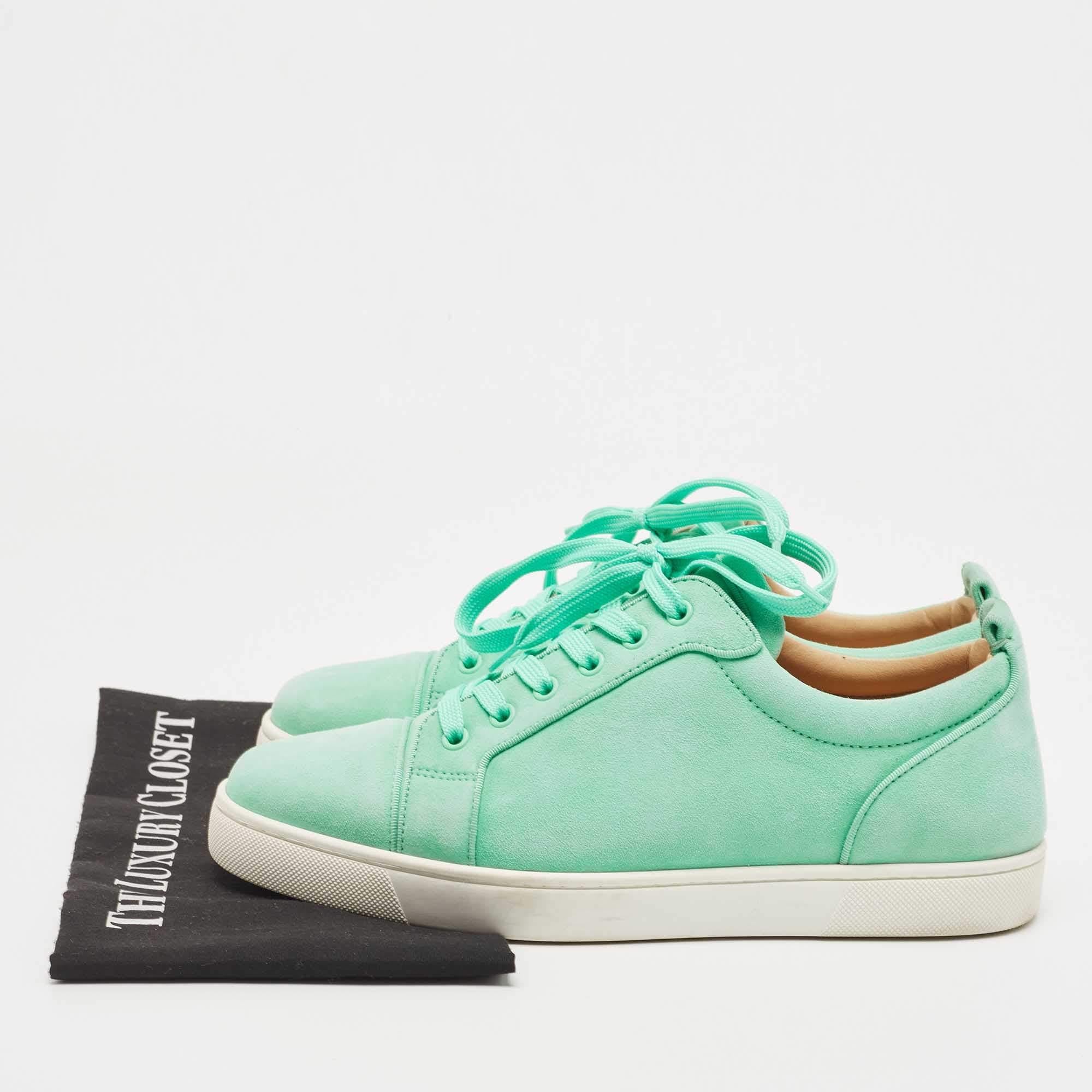 Christian Louboutin green Suede Rantulow Low Top Sneakers For Sale 4