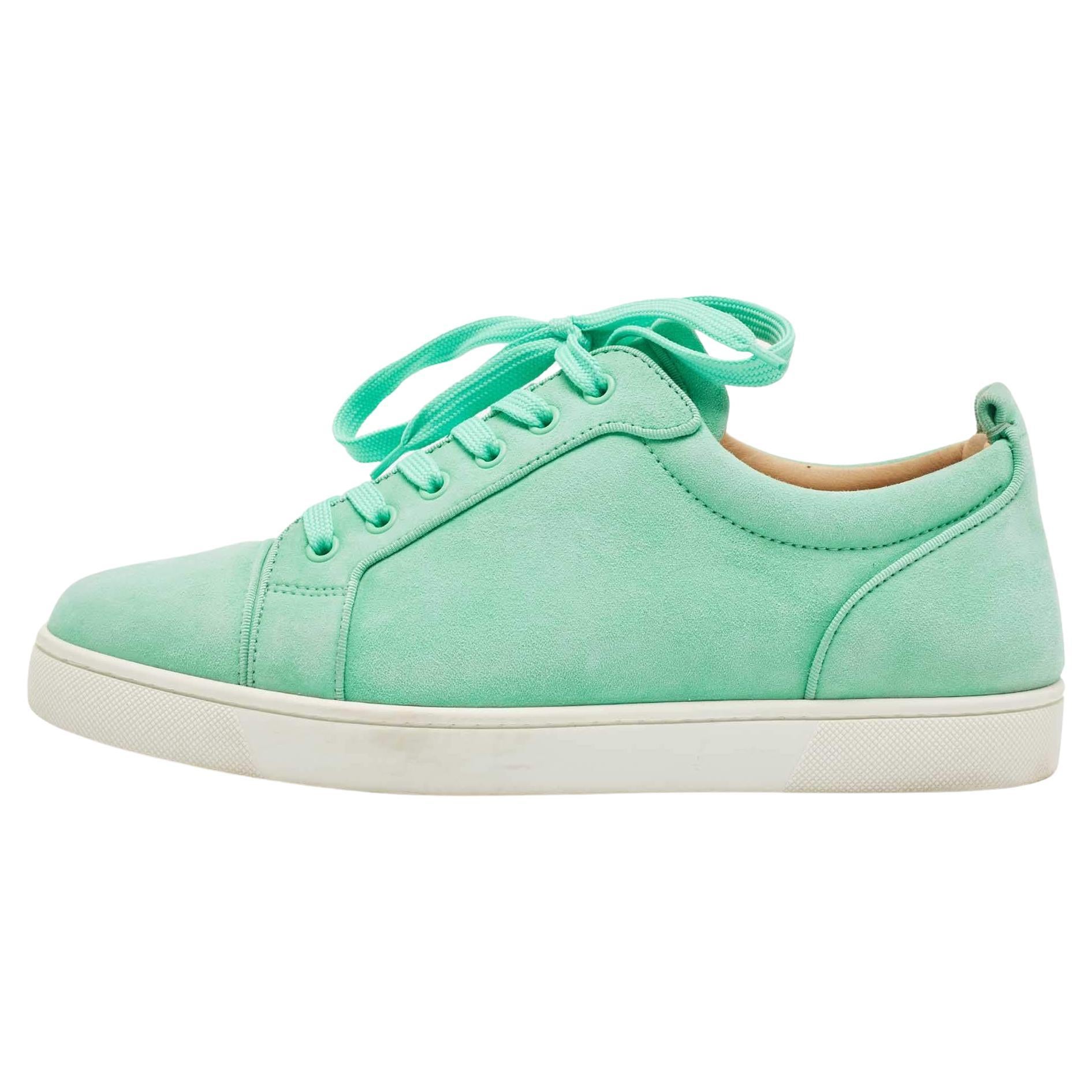 Christian Louboutin green Suede Rantulow Low Top Sneakers For Sale