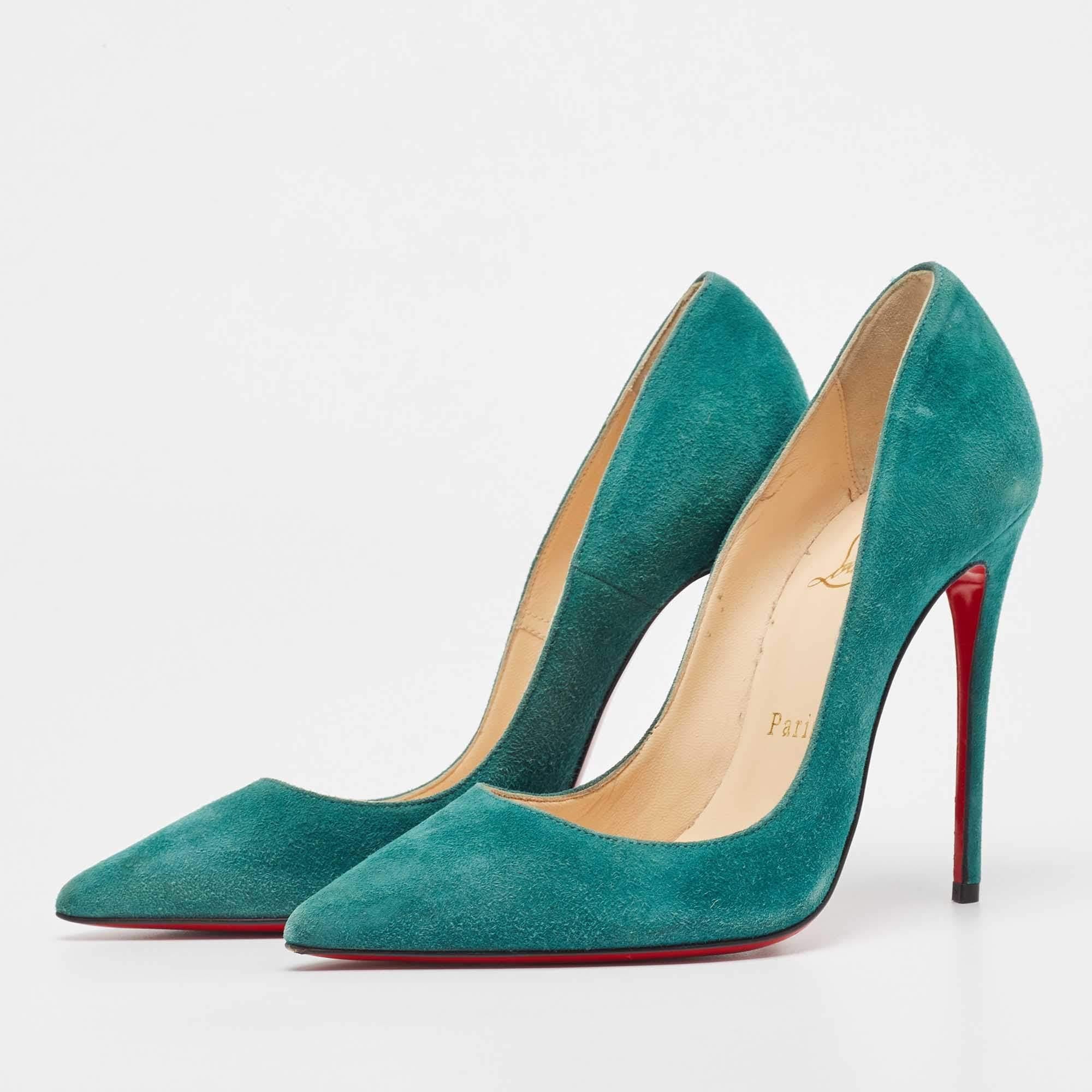 Christian Louboutin Green Suede So Kate Pumps Size 35.5 3