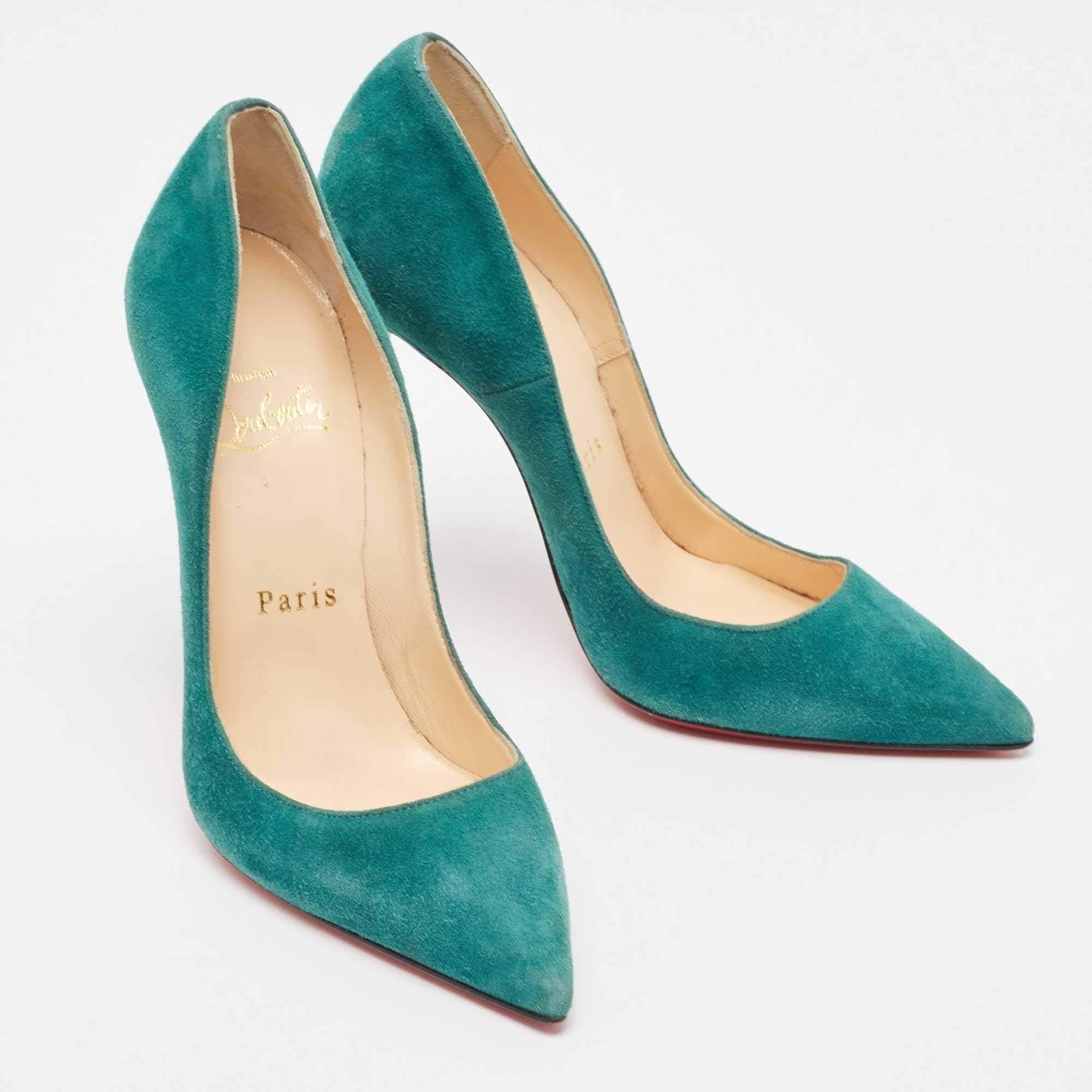 Christian Louboutin Green Suede So Kate Pumps Size 35.5 4