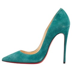 Used Christian Louboutin Green Suede So Kate Pumps Size 35.5