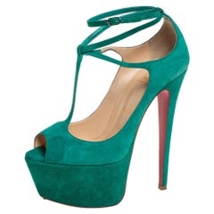Christian Louboutin Green Suede Talitha Pumps Size 37
