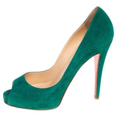 Christian Louboutin Green Suede Very Prive Pumps Size 39
