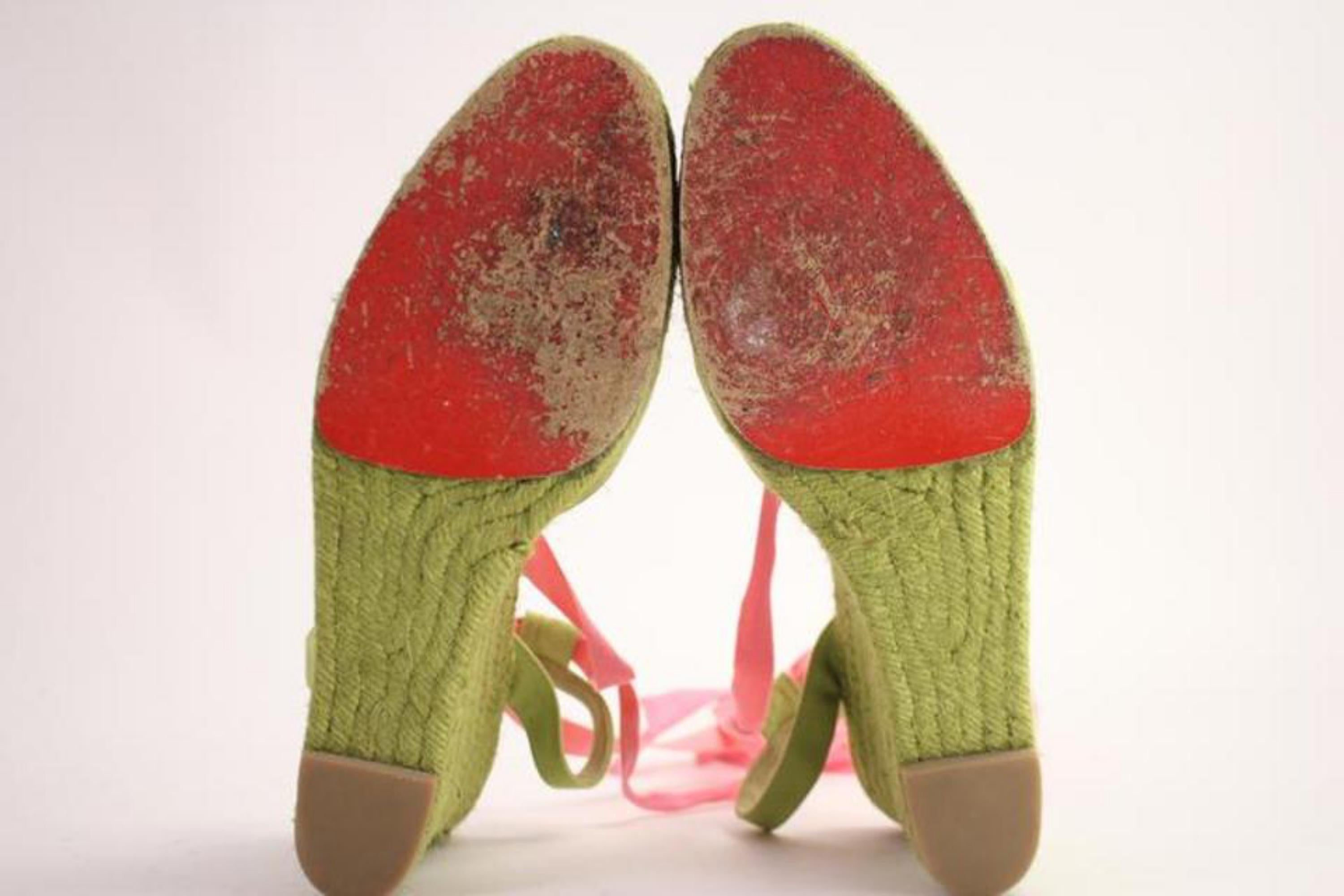 Brown Christian Louboutin Green X Pink Isabelle Espadrille 60cla1014 Wedges
