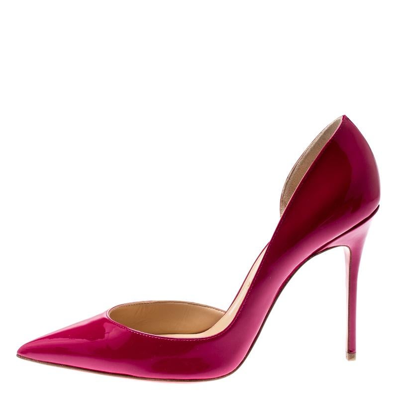 Skilfully crafted from patent leather in a D'orsay style with pointed toes, these Christian Louboutin pumps come ready to give you a high-fashion experience. The rich Grenadine pumps, with sharp-cut toplines, are balanced on 11 cm heels and finished