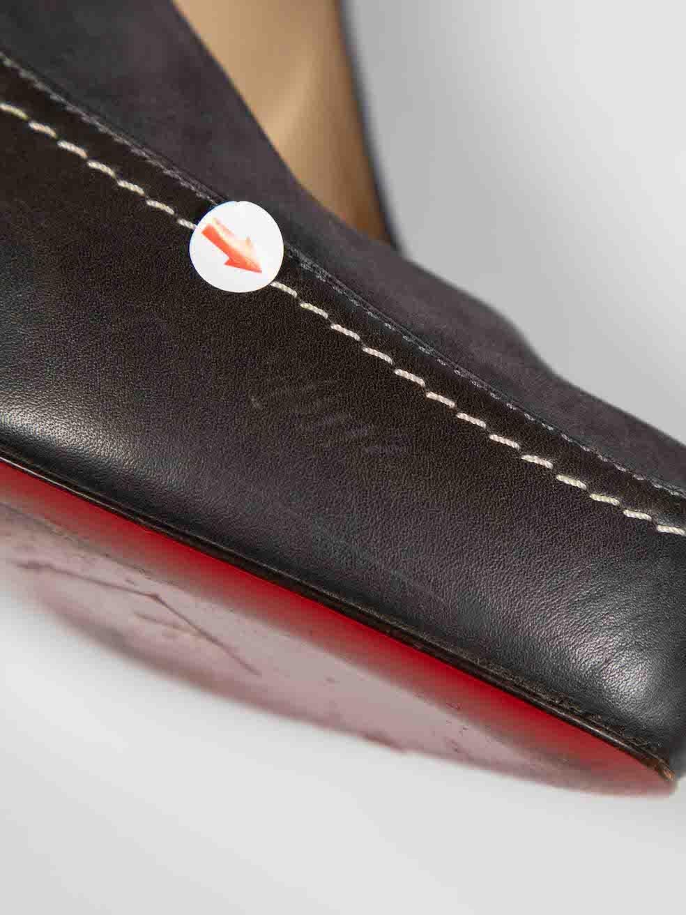 Women's Christian Louboutin Grey Contrast Stitch Pumps Size IT 38.5