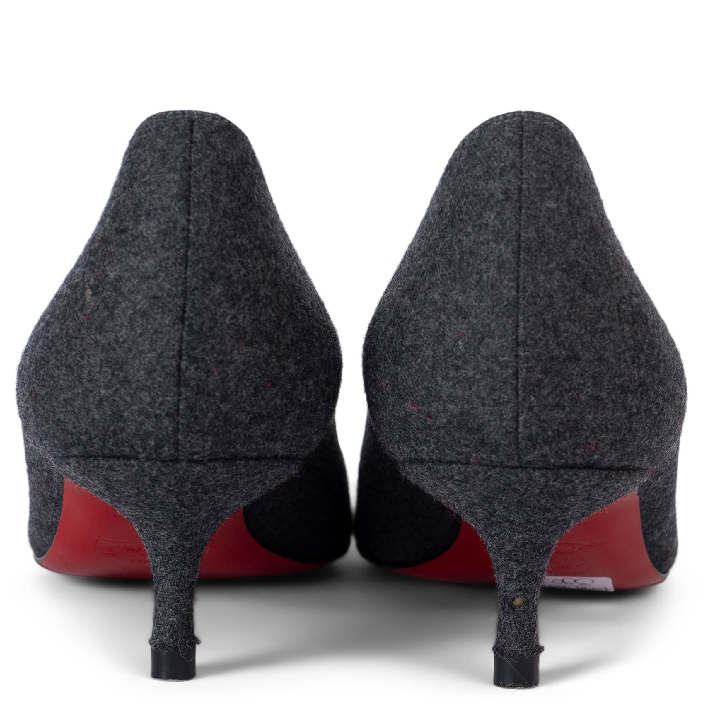 Women's CHRISTIAN LOUBOUTIN grey flannel GEO KITTEN HEEL Pumps Shoes 37 fit 36.5 For Sale
