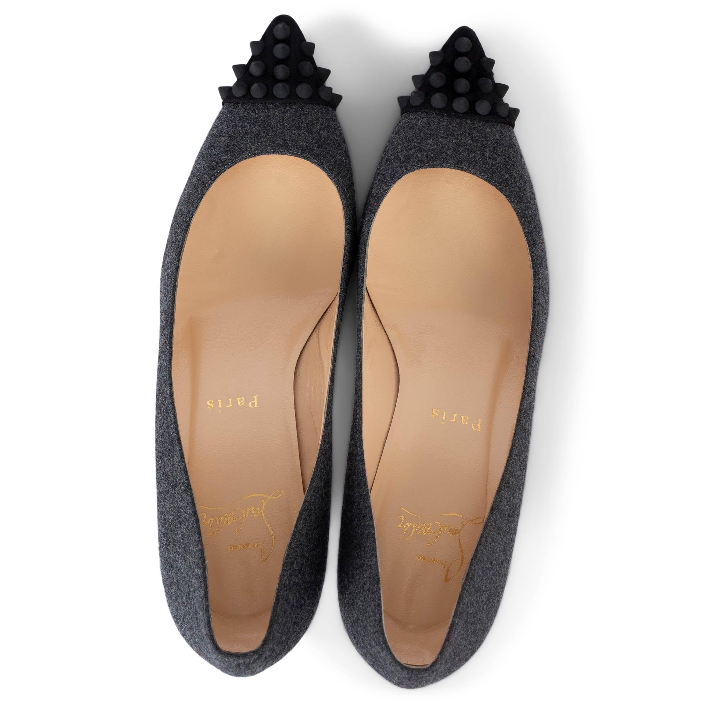 CHRISTIAN LOUBOUTIN grey flannel GEO KITTEN HEEL Pumps Shoes 37 fit 36.5 For Sale 1