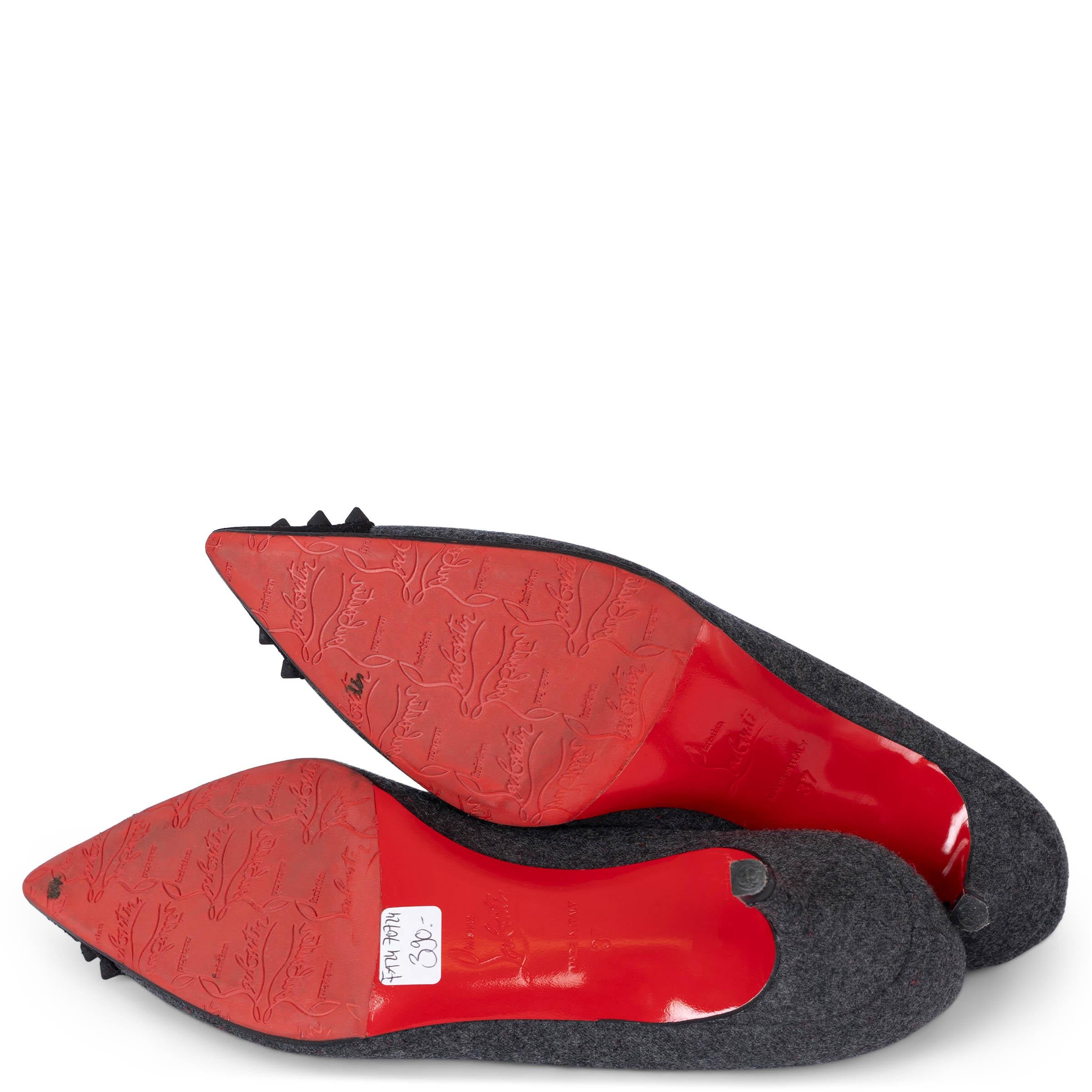 CHRISTIAN LOUBOUTIN grey flannel GEO KITTEN HEEL Pumps Shoes 37 fit 36.5 For Sale 4