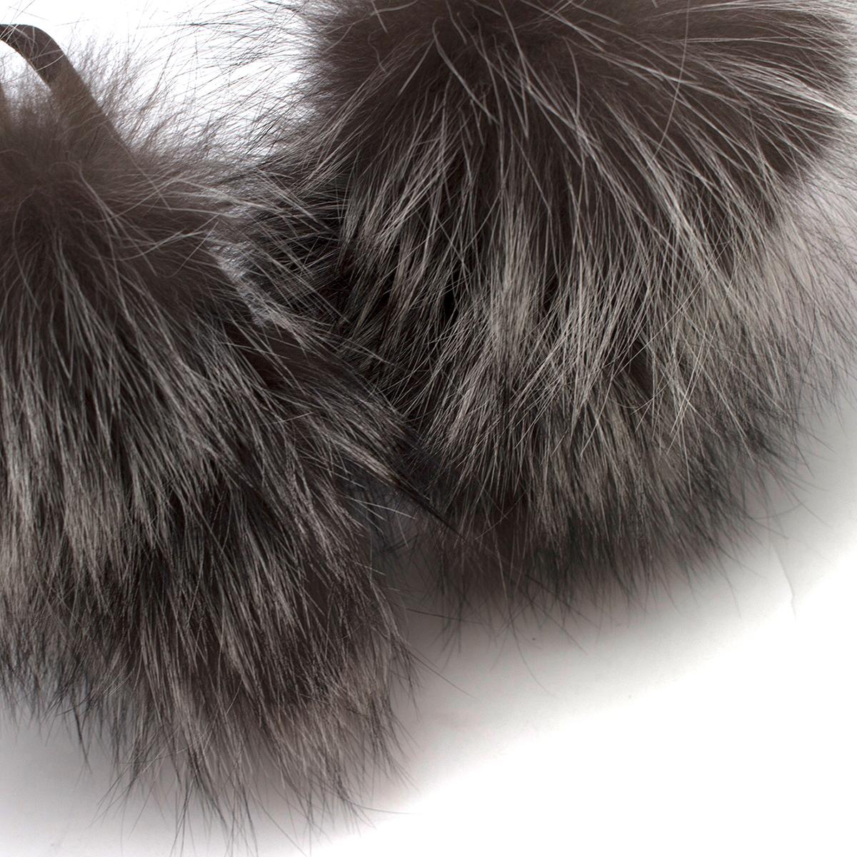 Christian Louboutin Grey Fox Fur Splash Slingback Heels US 8.5 1