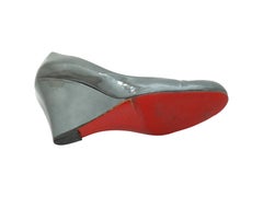 Christian Louboutin Grey Iridescent Patent Leather Wedges