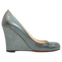 Christian Louboutin Grey Iridescent Patent Leather Wedges