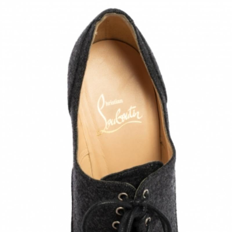 Nero Christian Louboutin Grigio Lace Up Flannel Lady Derby120mm Ankle Booties Taglia 37 in vendita