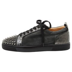 Christian Louboutin Grey Leather and Suede Louis Sneakers Size 40