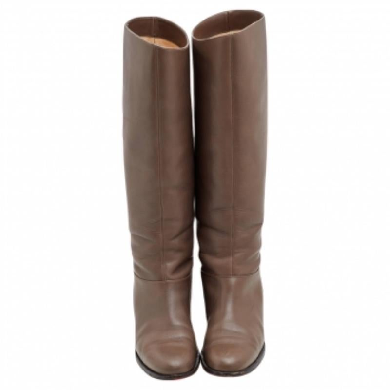 Christian Louboutin - Bottes en cuir gris à chaîne, longueur genou, taille 39 en vente 3