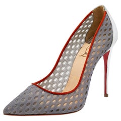 Christian Louboutin Follies Resille in pelle grigia con punta a spillo misura 36,5