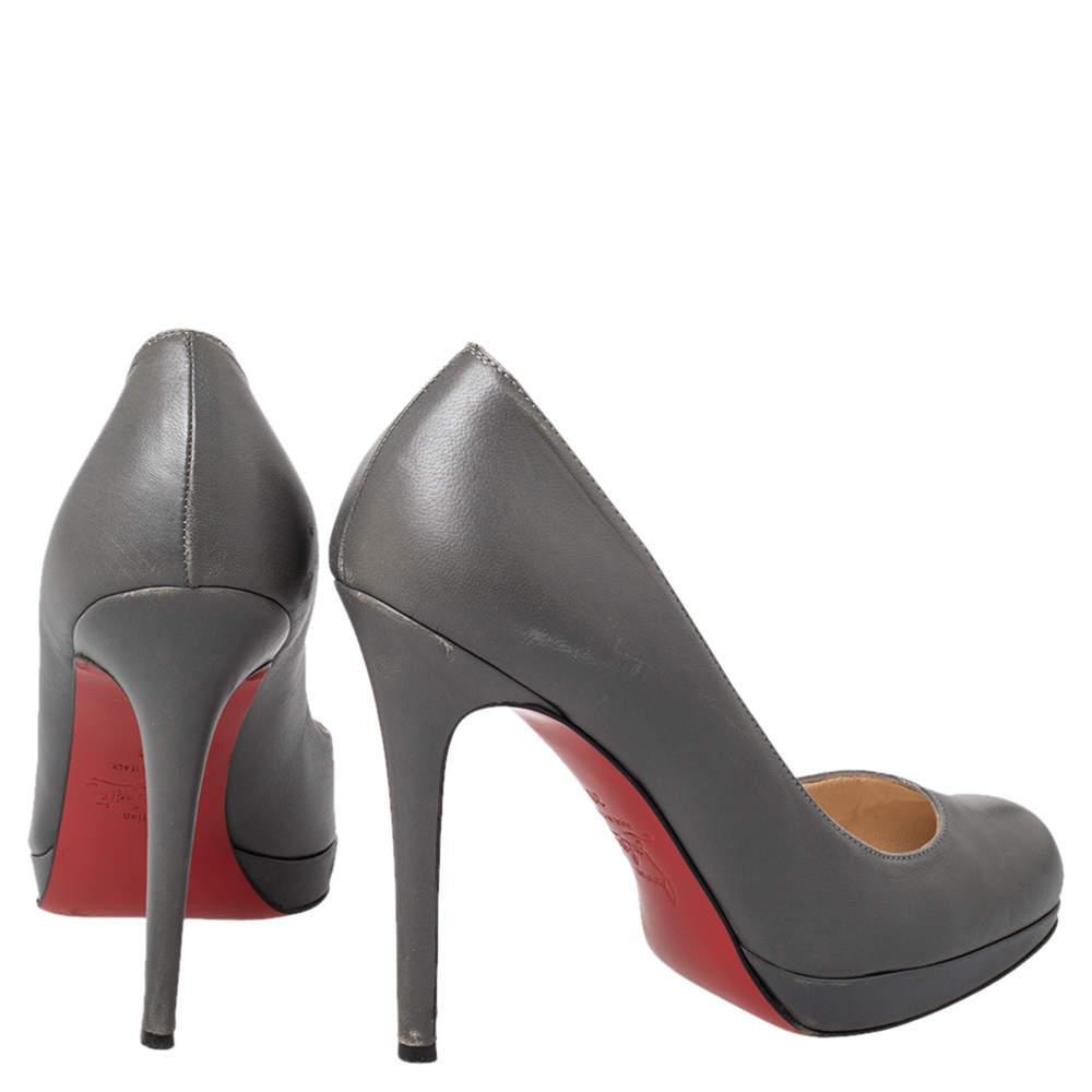 Gray Christian Louboutin Grey Leather New Simple Pumps Size 39 For Sale