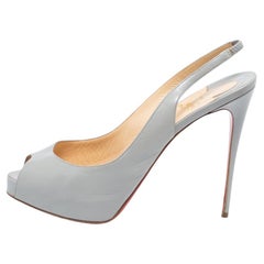 Christian Louboutin Grey Leather Private Number Sandals Size 40