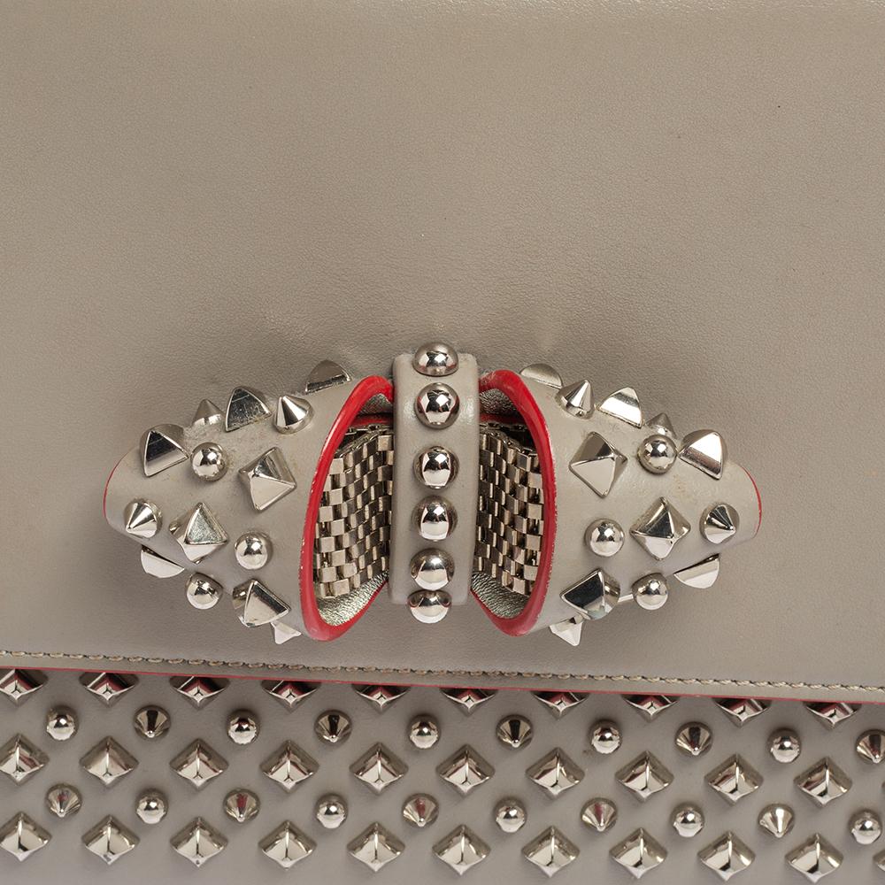 Christian Louboutin Grey Leather Small Spikes Sweet Charity Shoulder Bag 5