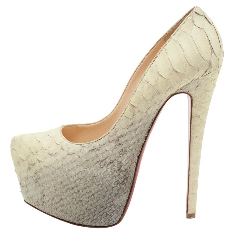 Gray Python Pump Christian Louboutin Grey/Light Yellow Python Daffodile Pumps Size 37 ...